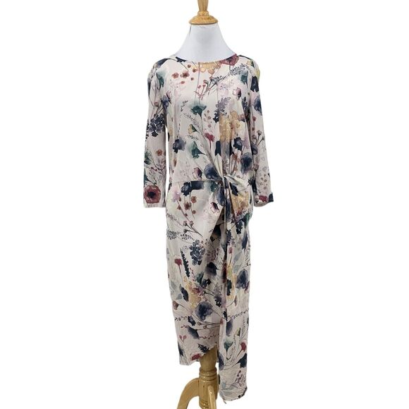 Haute Hippie Dresses & Skirts - Haute Hippie Twist Front Asymmetrical Dress Women M Medium Floral Quarter Sleeve